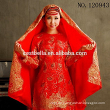 Plus Size Arabic Lace Langarm Gelinlik Türkisch Muslim Red Hijab Brautkleid